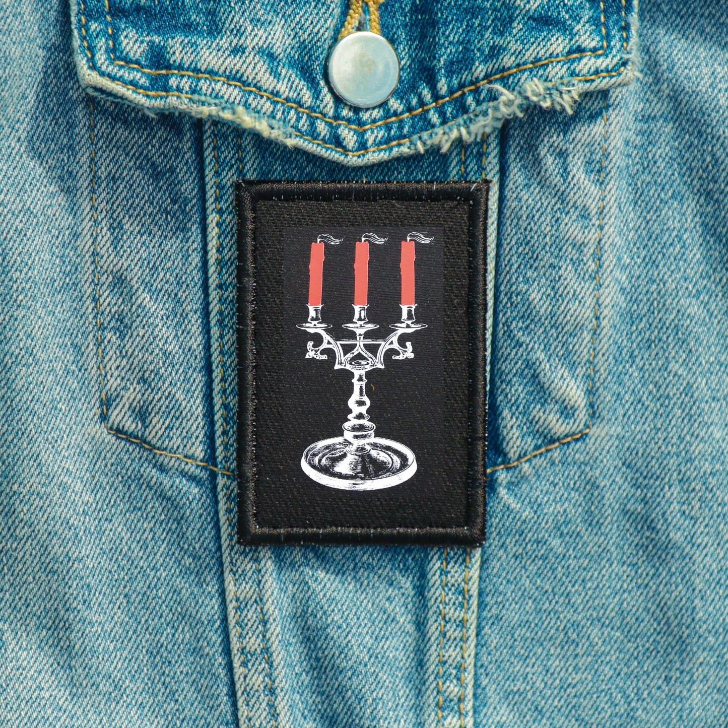 Iron On Goth Gothic Candelabras Patch Horror DIY Embroidered Patch, Badge, Applique, Scary, Goth, Halloween Gift, Spooky,Punk Patch