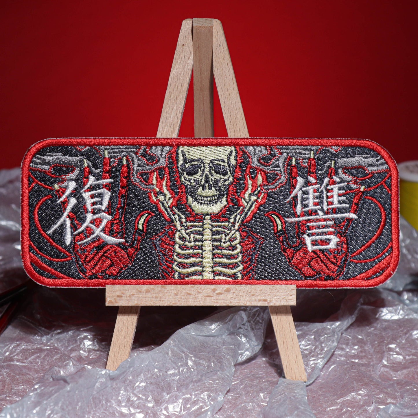 Skull Reveng Japan Patch - Unique Embroidered Patch for Jackets, Bags, and More!