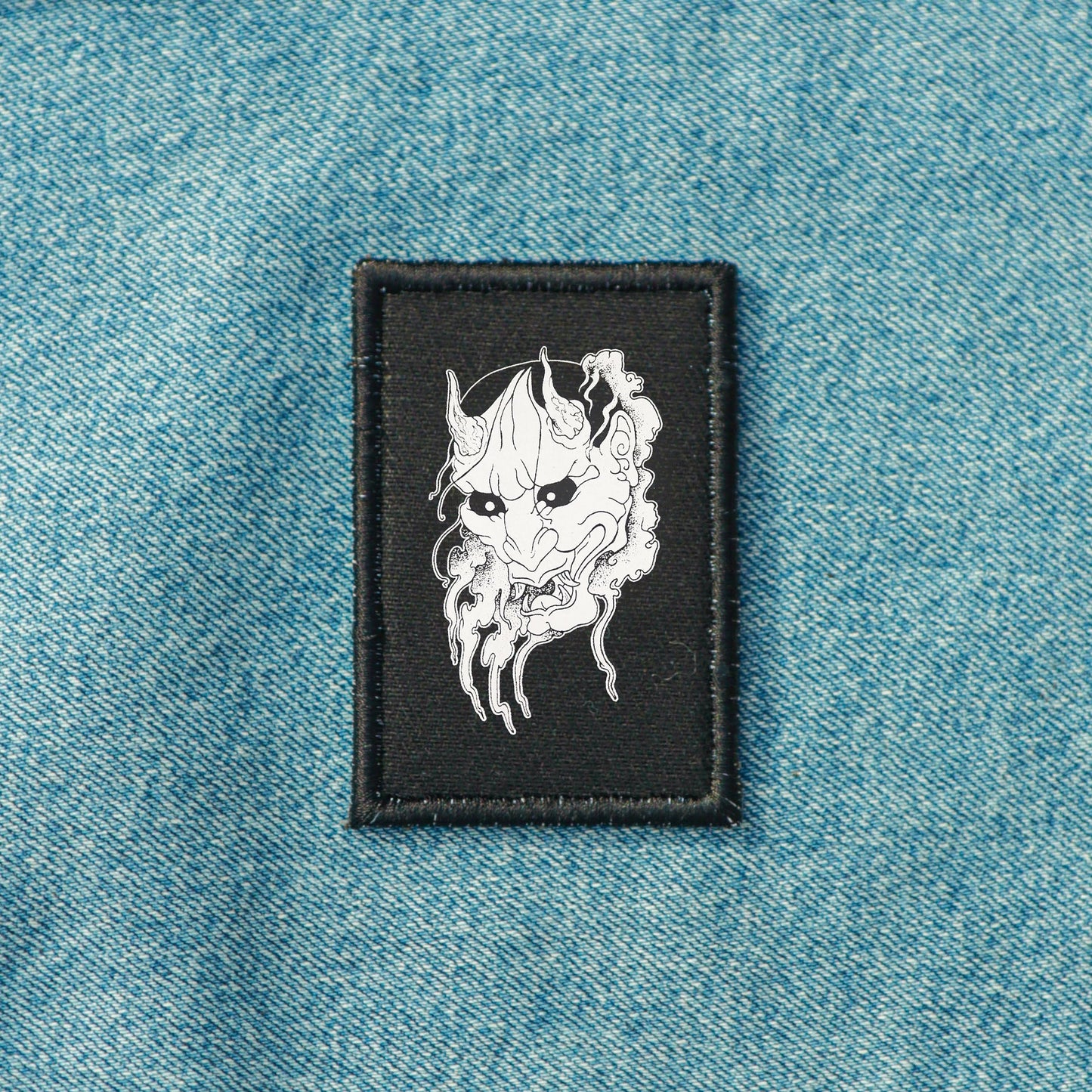 Iron On Demon Oni Mask Goth Patch Horror DIY Embroidered Patch, Badge, Applique, Scary, Goth, Halloween Gift, Spooky,Punk Patch