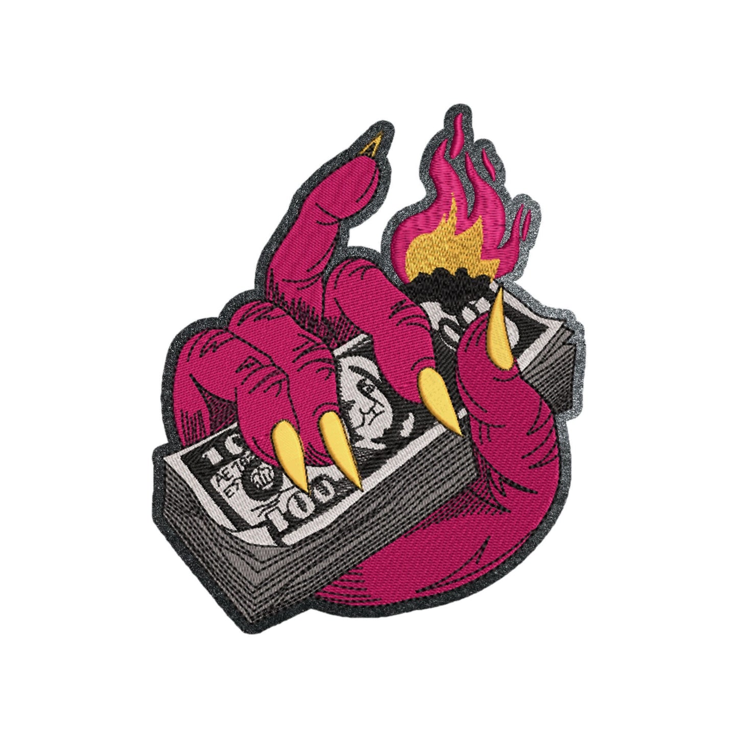 Burning Money in Hand  patch for custom vest Artwork for Clothing and Accessories