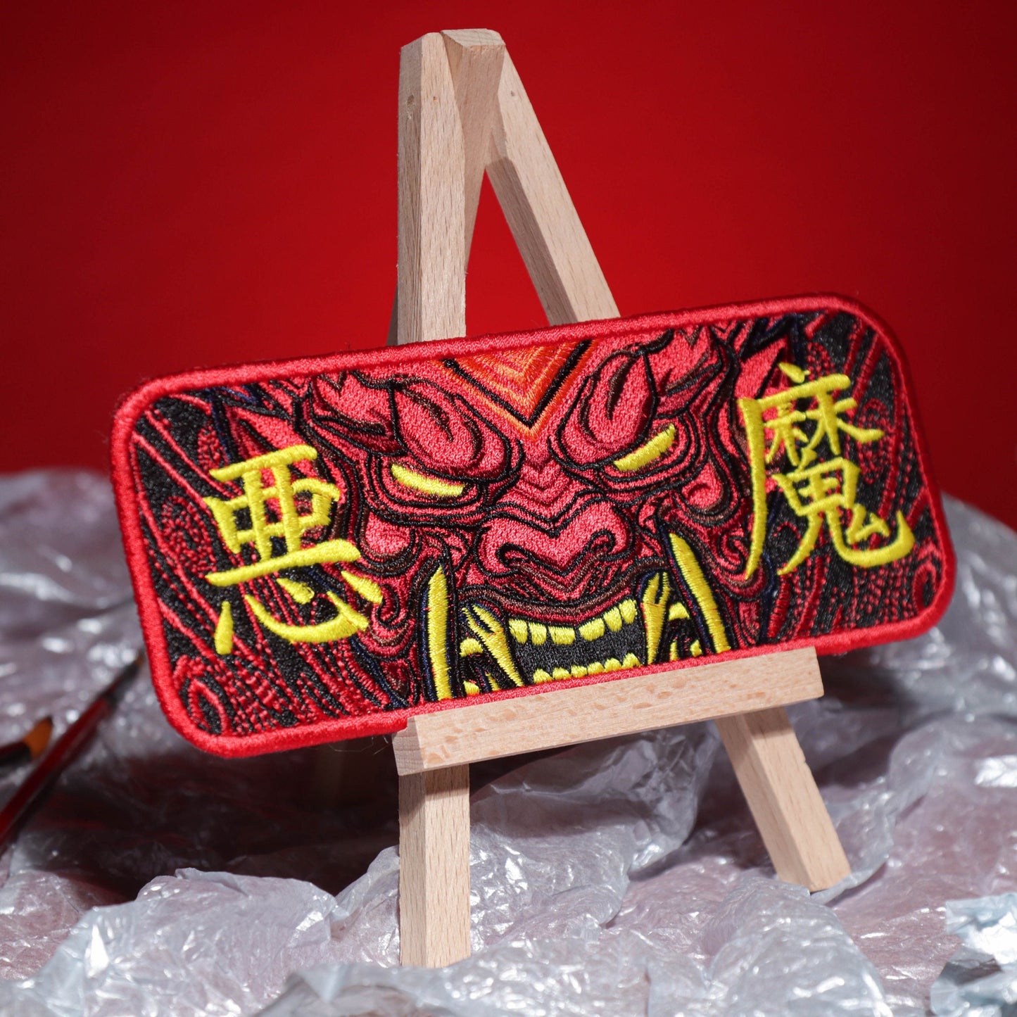 DEMON Oni Mask Japan Patch - Traditional Japanese Artwork for Clothing and Accessories