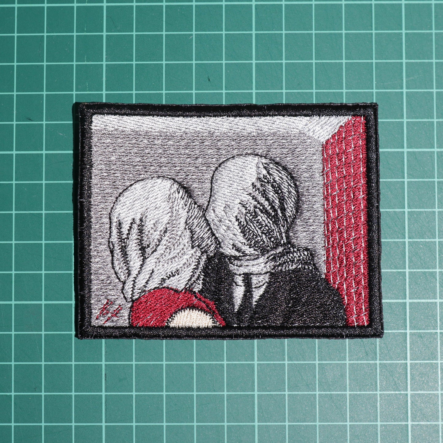 Rene Magritte Inspired - The Lovers Patch - Surreal Art Embroidered Patch