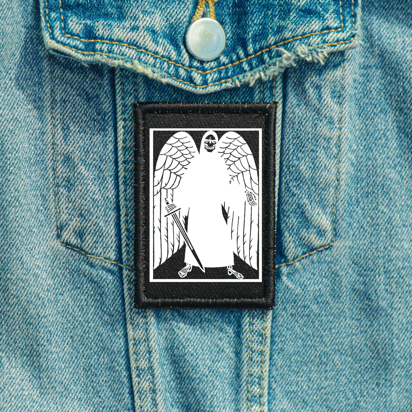 Iron On Goth Patch Arch Angel DIY Embroidered Patch, Badge, Applique, Scary, Goth, Halloween Gift ,Punk Patch