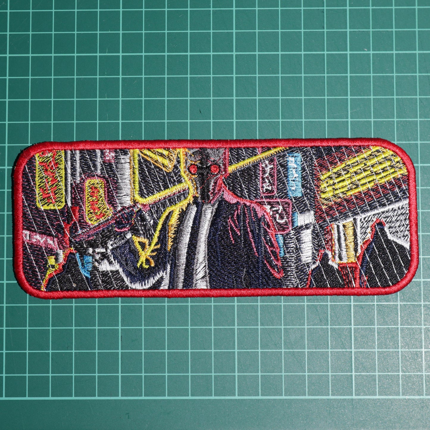 Tokyo City Inspired Cyborg Samurai Patch - Embroidered Iron-On Applique