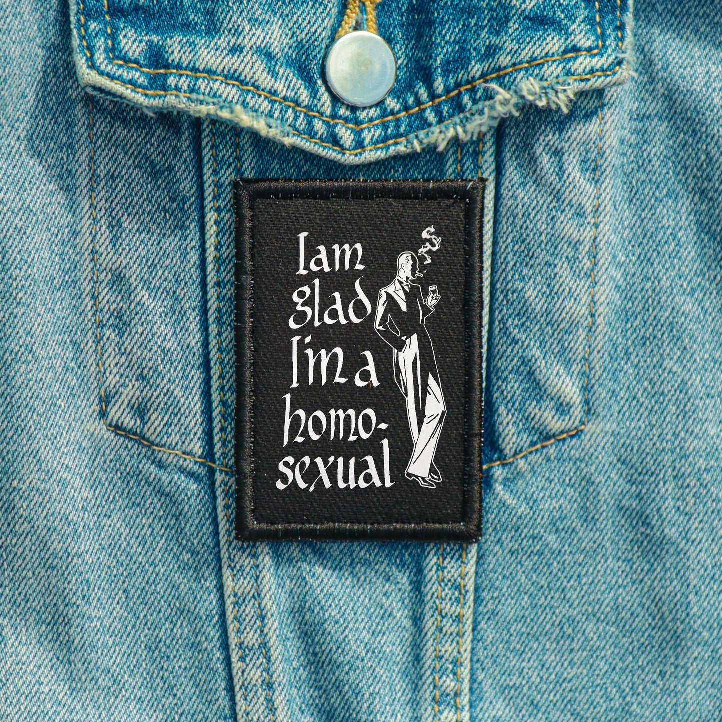 Iron On I Am Glad I'm a Homosexual Goth Patch Horror DIY Embroidered Patch, Badge, Applique, Scary, Goth, Halloween Gift, Spooky,Punk Patch