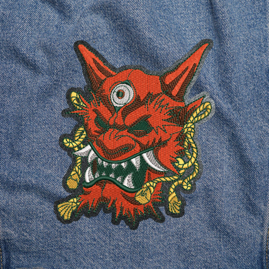 DEMON Oni Mask Japan Patch - Traditional Japanese Artwork for Clothing and Accessories