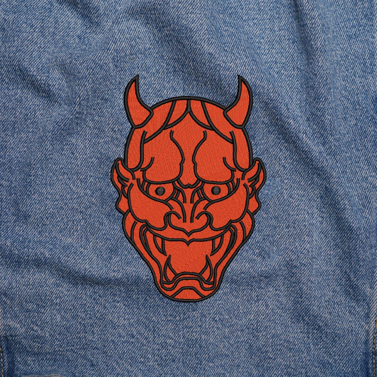 DEMON Oni Mask Japan Patch - Traditional Japanese Artwork for Clothing and Accessories