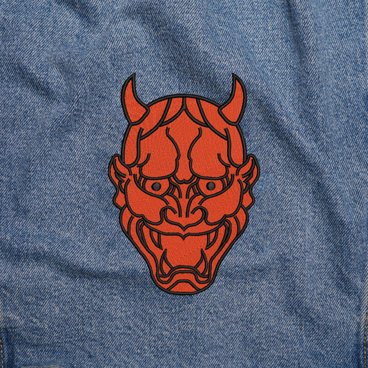 DEMON Oni Mask Japan Patch - Traditional Japanese Artwork for Clothing and Accessories