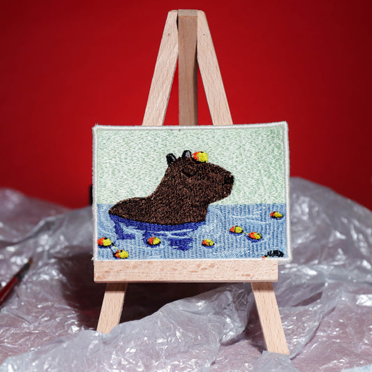 Iron On Capybara in a Bath Patch,DIY Embroidery, Animal Lover Gift