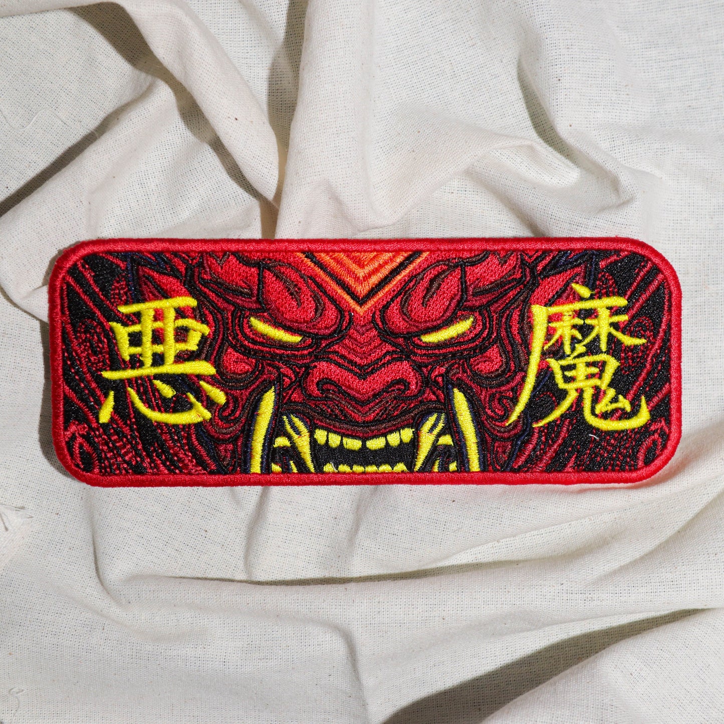 DEMON Oni Mask Japan Patch - Traditional Japanese Artwork for Clothing and Accessories