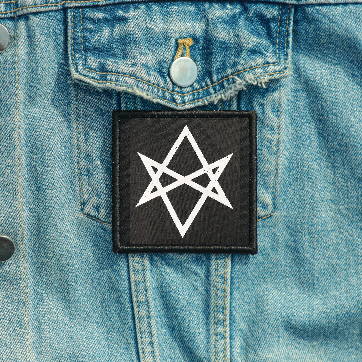 Iron On Occult Unicursal Hexagram Goth Patch Horror DIY Embroidered Patch, Badge, Applique, Scary, Goth, Halloween Gift, Spooky,Punk Patch