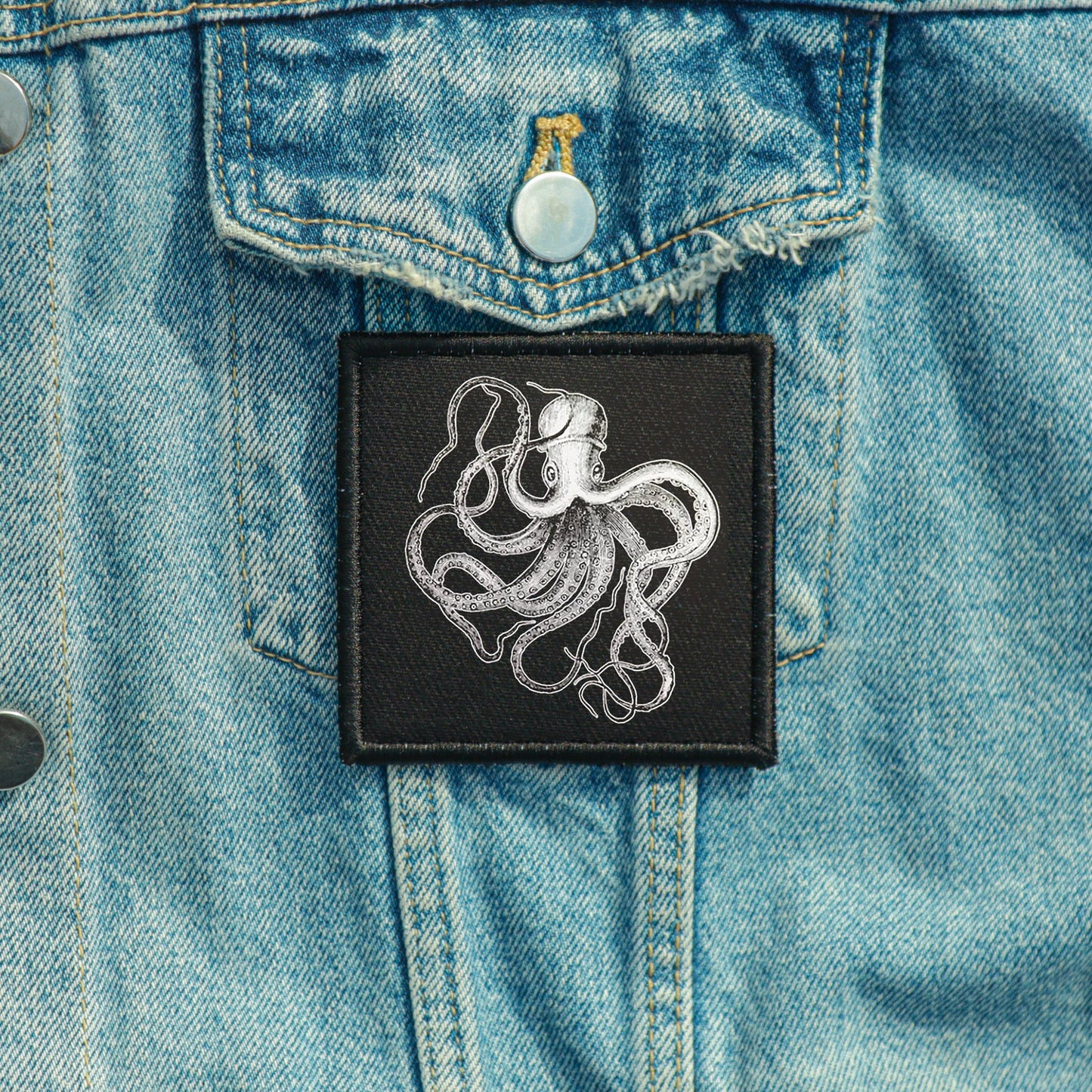 Iron On Octopus Goth Patch Horror DIY Embroidered Patch, Badge, Applique, Scary, Goth, Halloween Gift, Spooky,Punk Patch