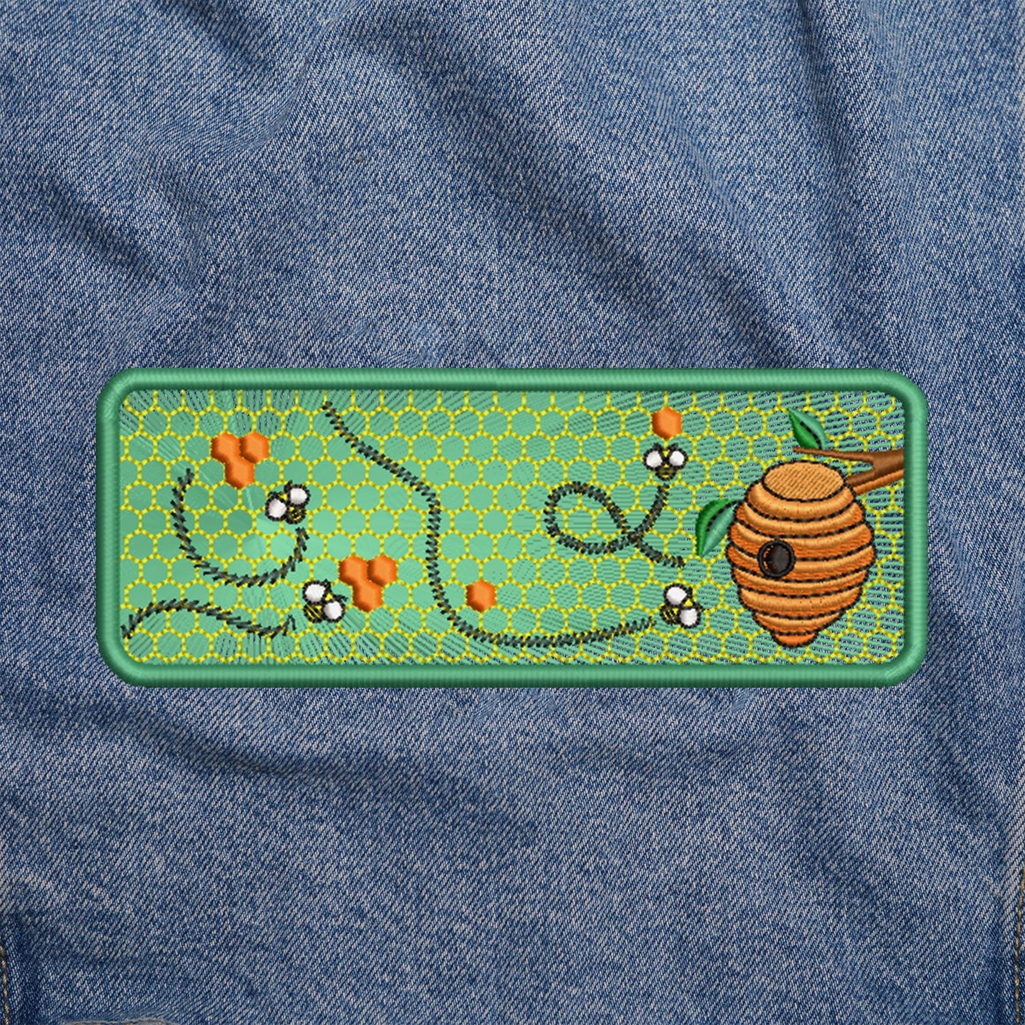 Floral bees with Honey iron on patch: Commemorate Artistry with Our Last Supper Patch for DIY Projects or Sewing