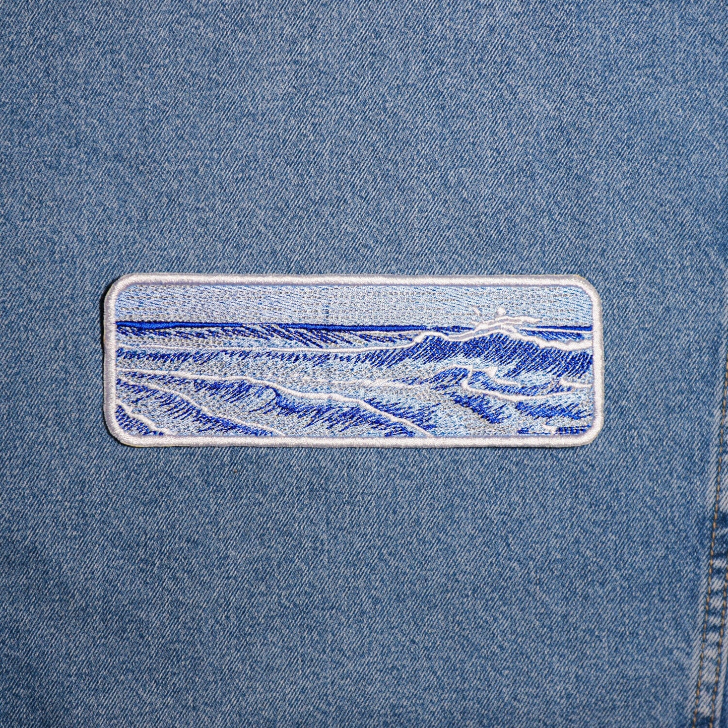 Nautical Wave Patch - Blue Sea Waves Embroidered Sew On Applique for Clothing and Accessories