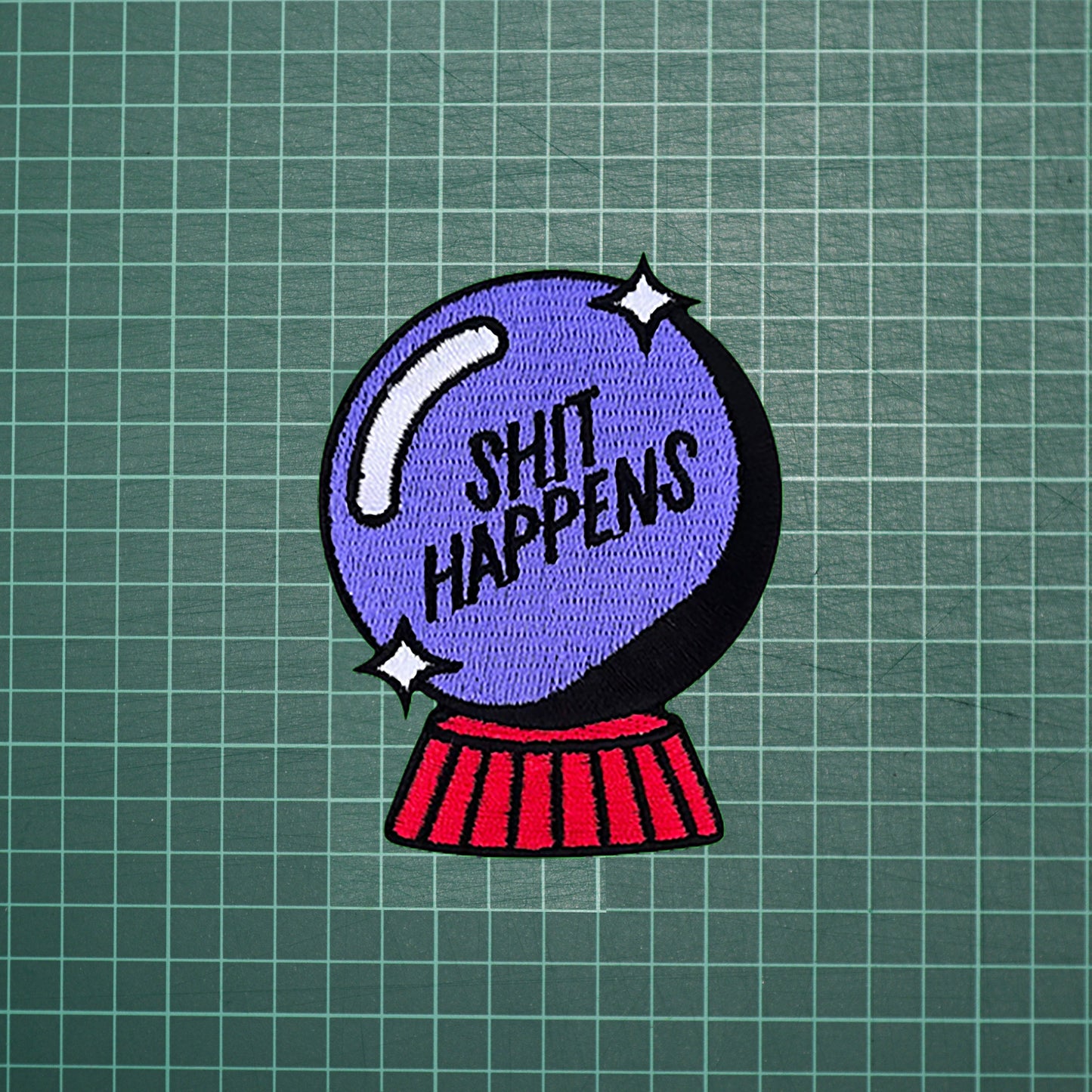 Iron on Shit Happens glass ball Patch, Angry Cat Patch, Funny Patch, Embroidered Patch, Patch for Jackets, Badge ,Meme Applique, Funny image