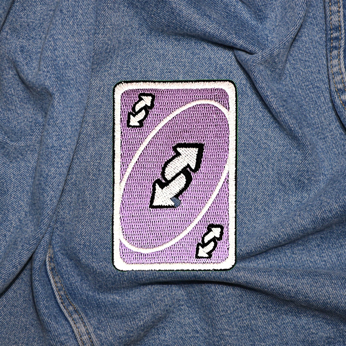 Iron on purple UNO map reverse Patch, Trendy and Humor Funny Patch, Embroidered Patch, Patch for Jackets, Badge ,Meme Applique, Art