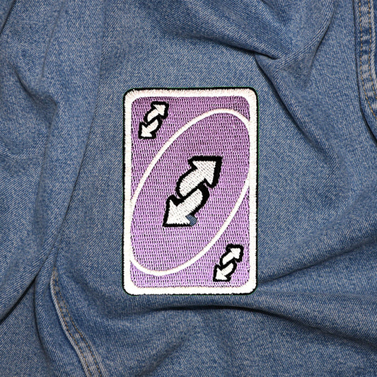 Iron on purple UNO map reverse Patch, Trendy and Humor Funny Patch, Embroidered Patch, Patch for Jackets, Badge ,Meme Applique, Art