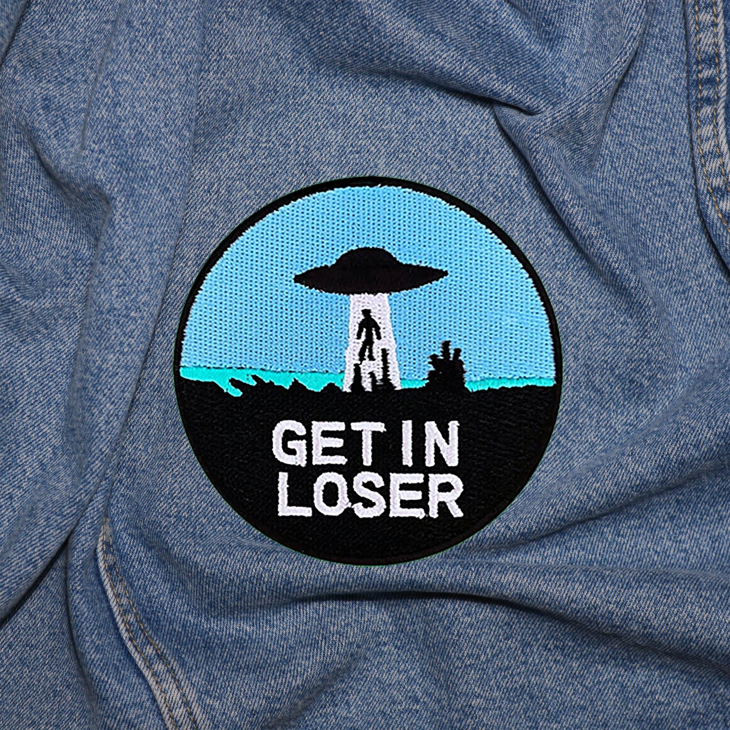 Iron on Get in Loser UFO Patch, Funny Patch, Embroidered Patch, Patch for Jackets, Badge ,Meme Applique, cool