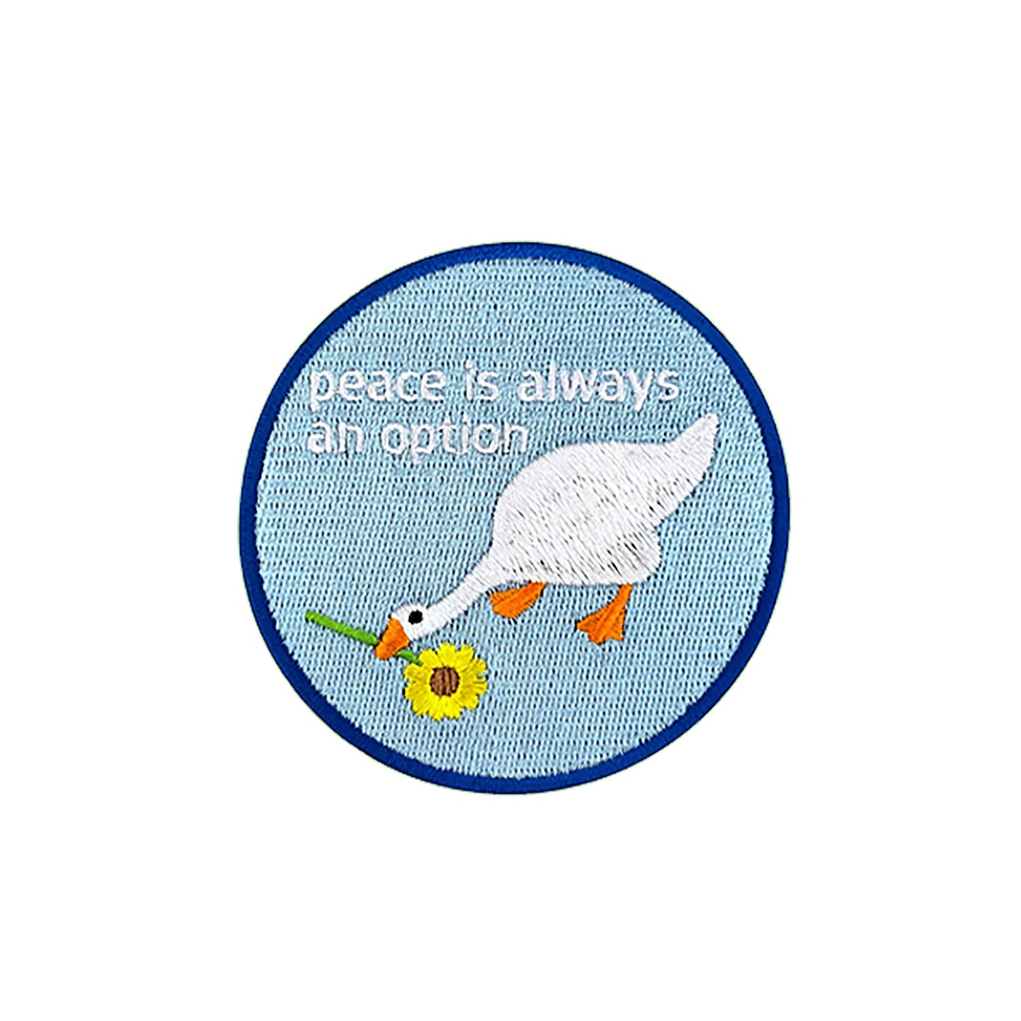 Iron on  Goose with Flower Peace is always an option Patch, Funny Patch, Embroidered Patch, Patch for Jackets, Badge ,Meme Applique