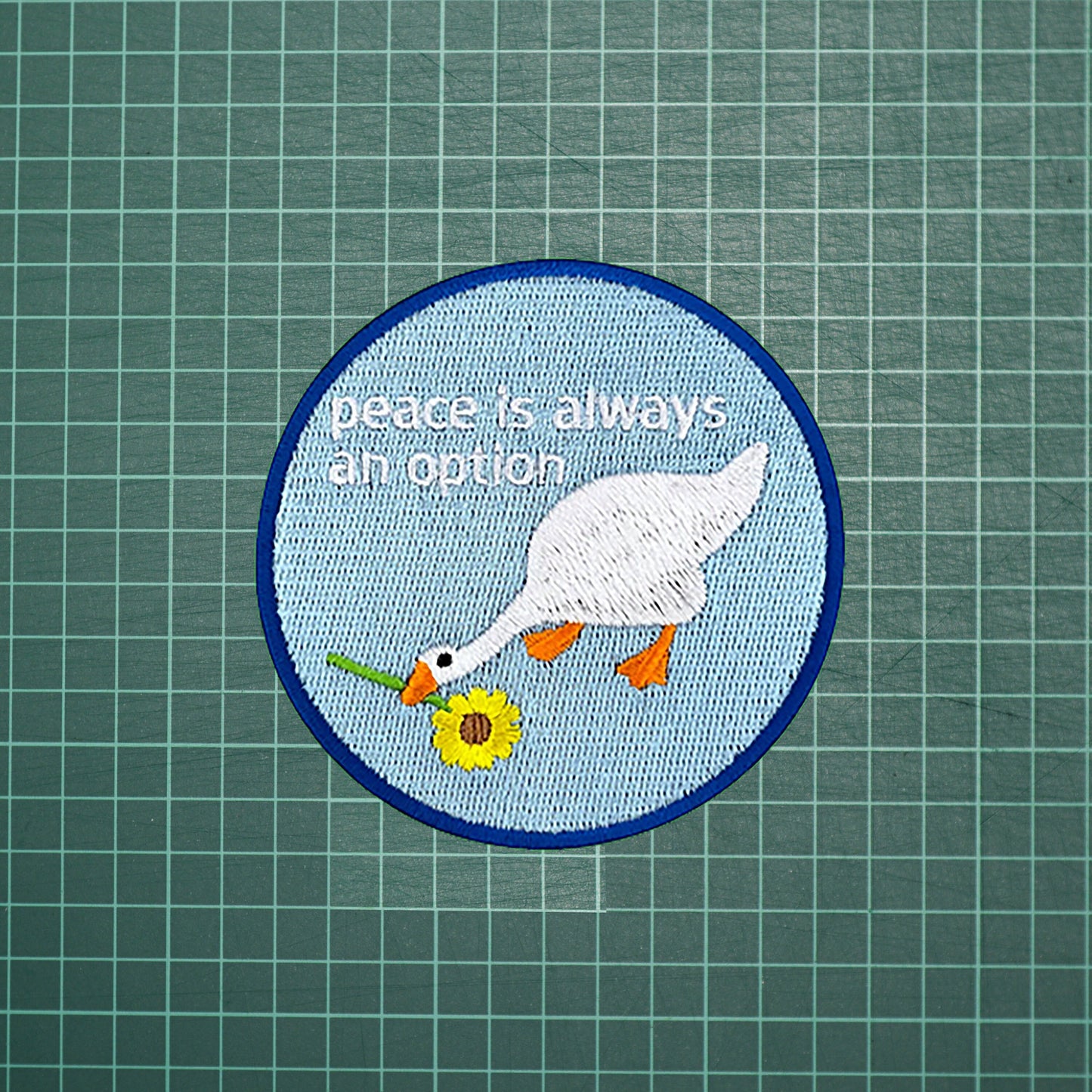 Iron on  Goose with Flower Peace is always an option Patch, Funny Patch, Embroidered Patch, Patch for Jackets, Badge ,Meme Applique