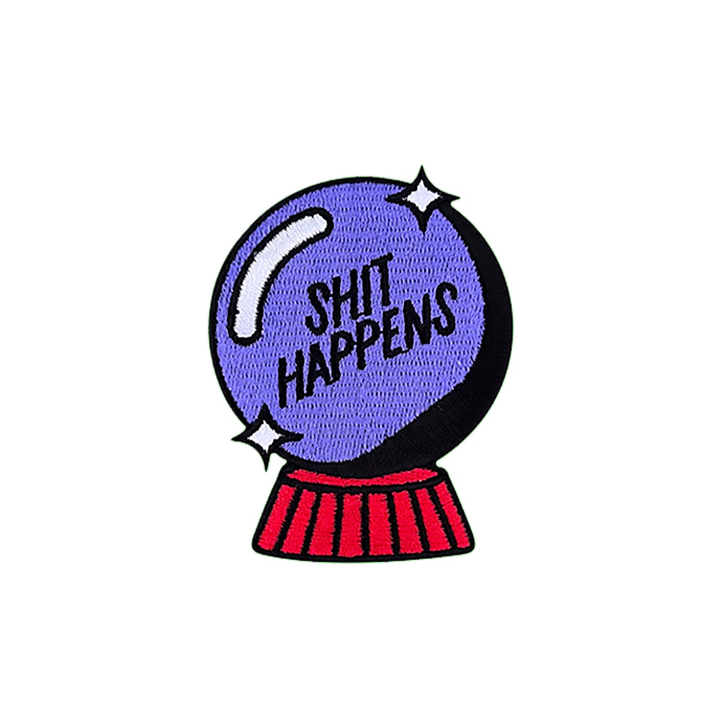 Iron on Shit Happens glass ball Patch, Angry Cat Patch, Funny Patch, Embroidered Patch, Patch for Jackets, Badge ,Meme Applique, Funny image