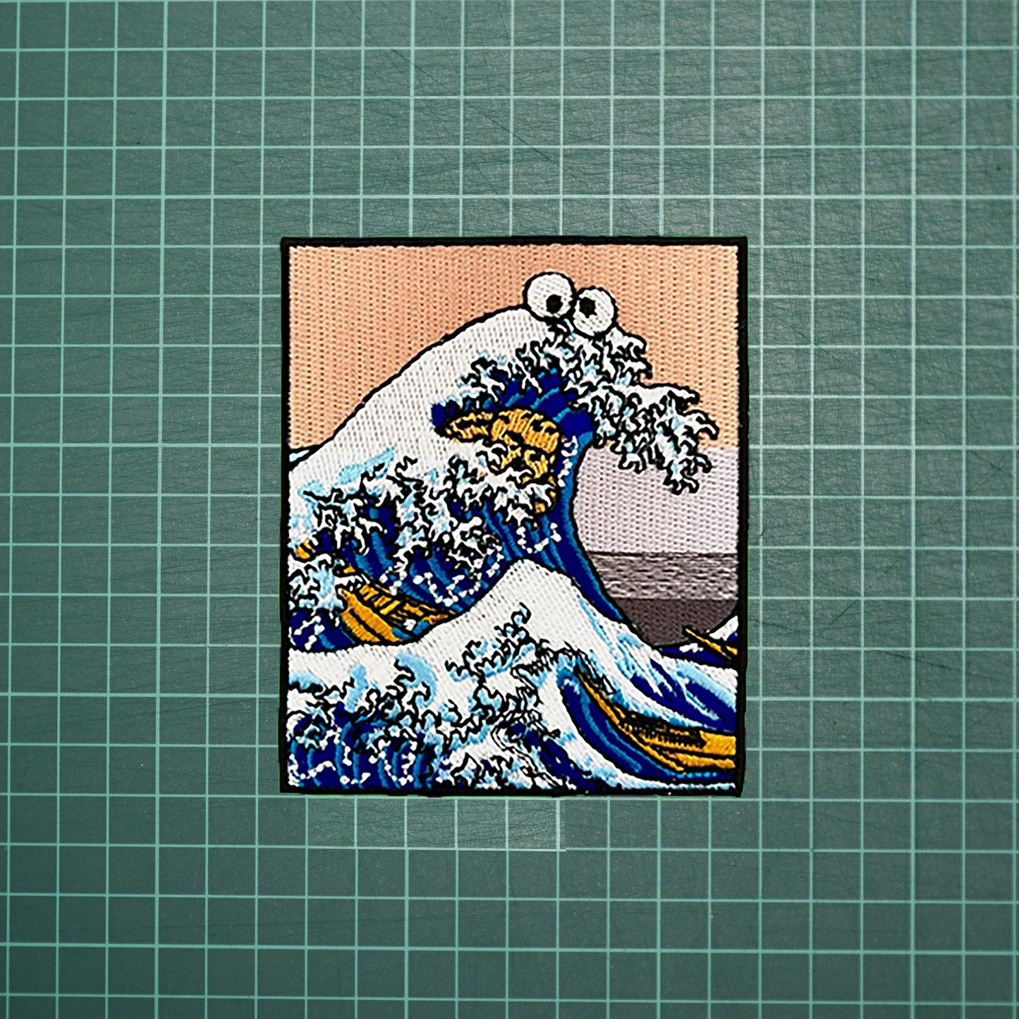 Iron on The The Great Cookie Monster off Kanagawa Patch, Funny Patch, Embroidered Patch, Patch for Jackets, Badge ,Applique, Art