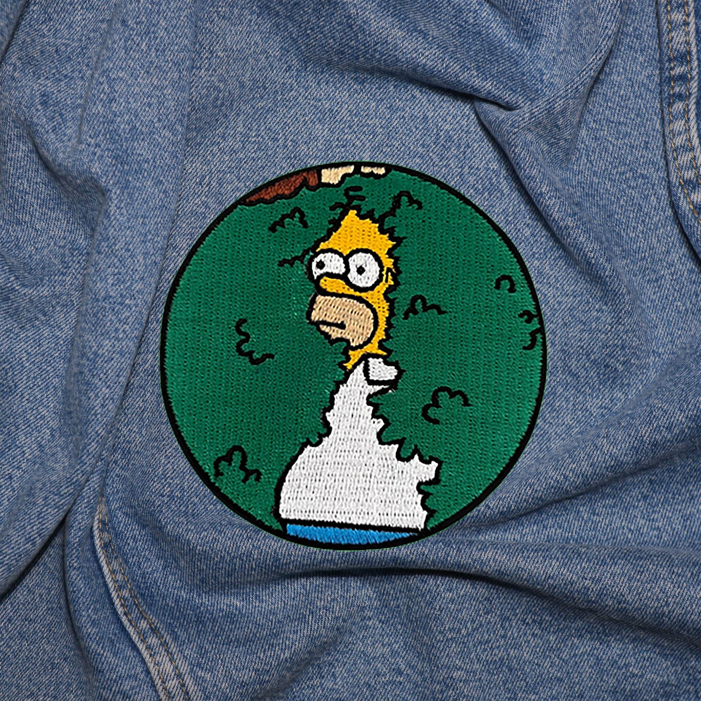 Iron on Homer Simp disappears into the bush Patch, Funny Patch, Embroidered Patch, Patch for Jackets, Badge ,Meme Applique, cool