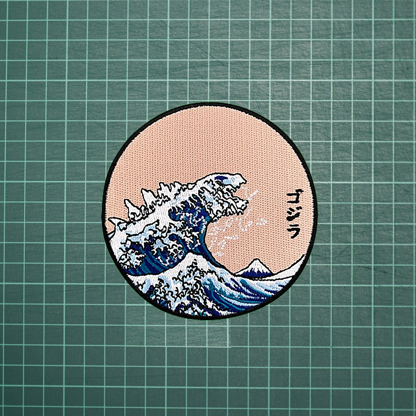 Iron on Godzilla and the Great Wave of Kanagawa Patch, Funny Patch, Embroidered Patch, Patch for Jackets, Badge ,Applique, Art