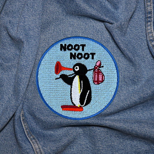 Iron on cute Pingu Noot Noot  Patch, Funny Patch, Embroidered Patch, Patch for Jackets, Badge ,Meme Applique, cool