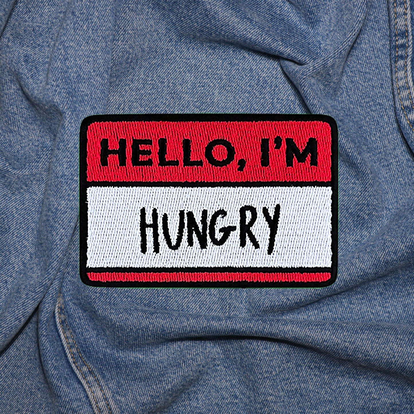 Iron on  Hello I'm Hungry Patch, Funny Patch, Embroidered Patch, Patch for Jackets, Badge ,Meme Applique, cool