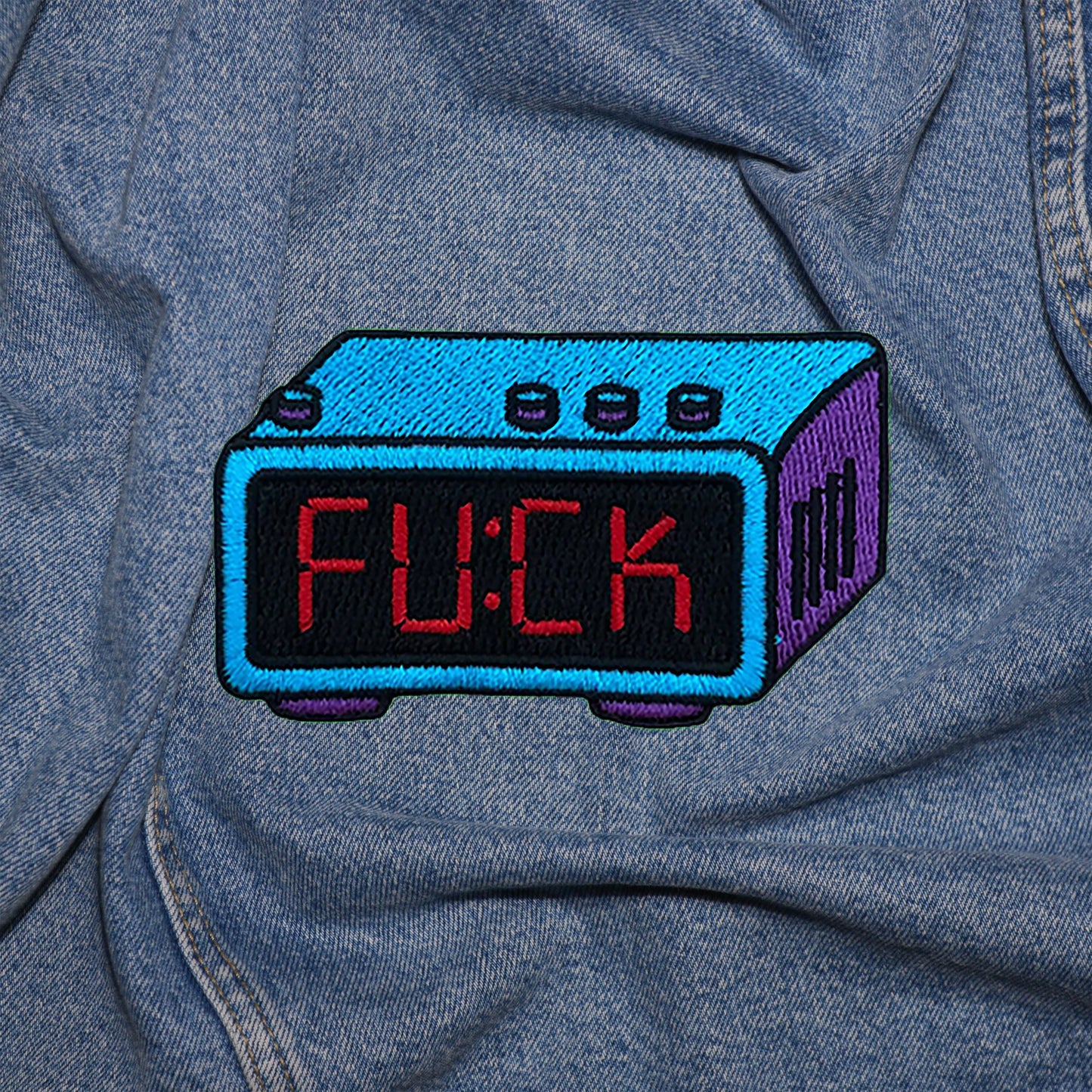 Iron on overslept again alarm clock Patch, Funny Patch, Embroidered Patch, Patch for Jackets, Badge ,Meme Applique, cool