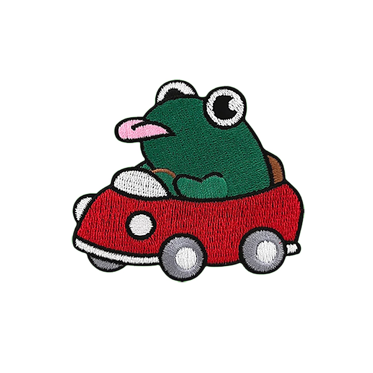 Iron on funny frog in the car shows tongue Patch, Funny Patch, Embroidered Patch, Patch for Jackets, Badge ,Meme Applique, cool