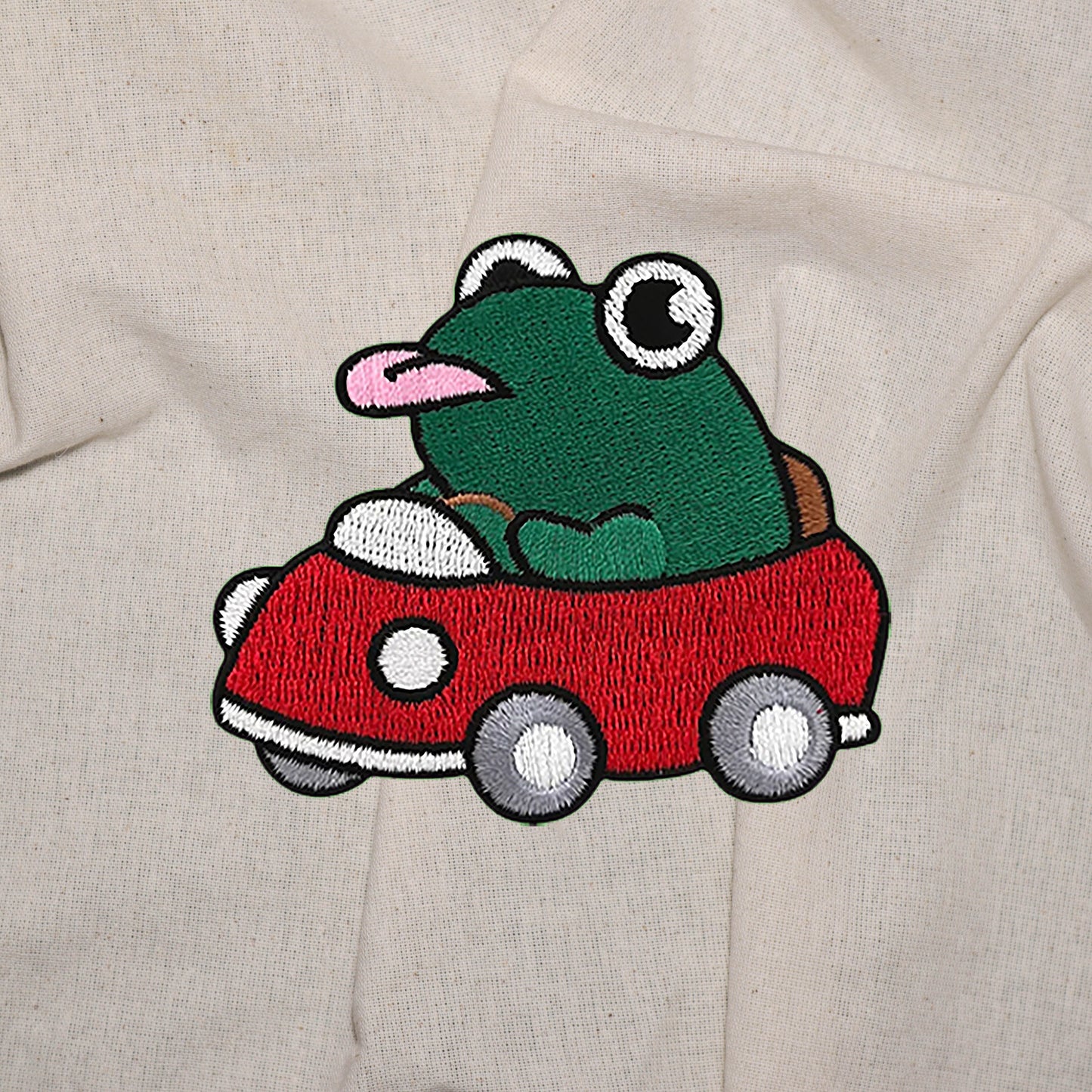 Iron on funny frog in the car shows tongue Patch, Funny Patch, Embroidered Patch, Patch for Jackets, Badge ,Meme Applique, cool