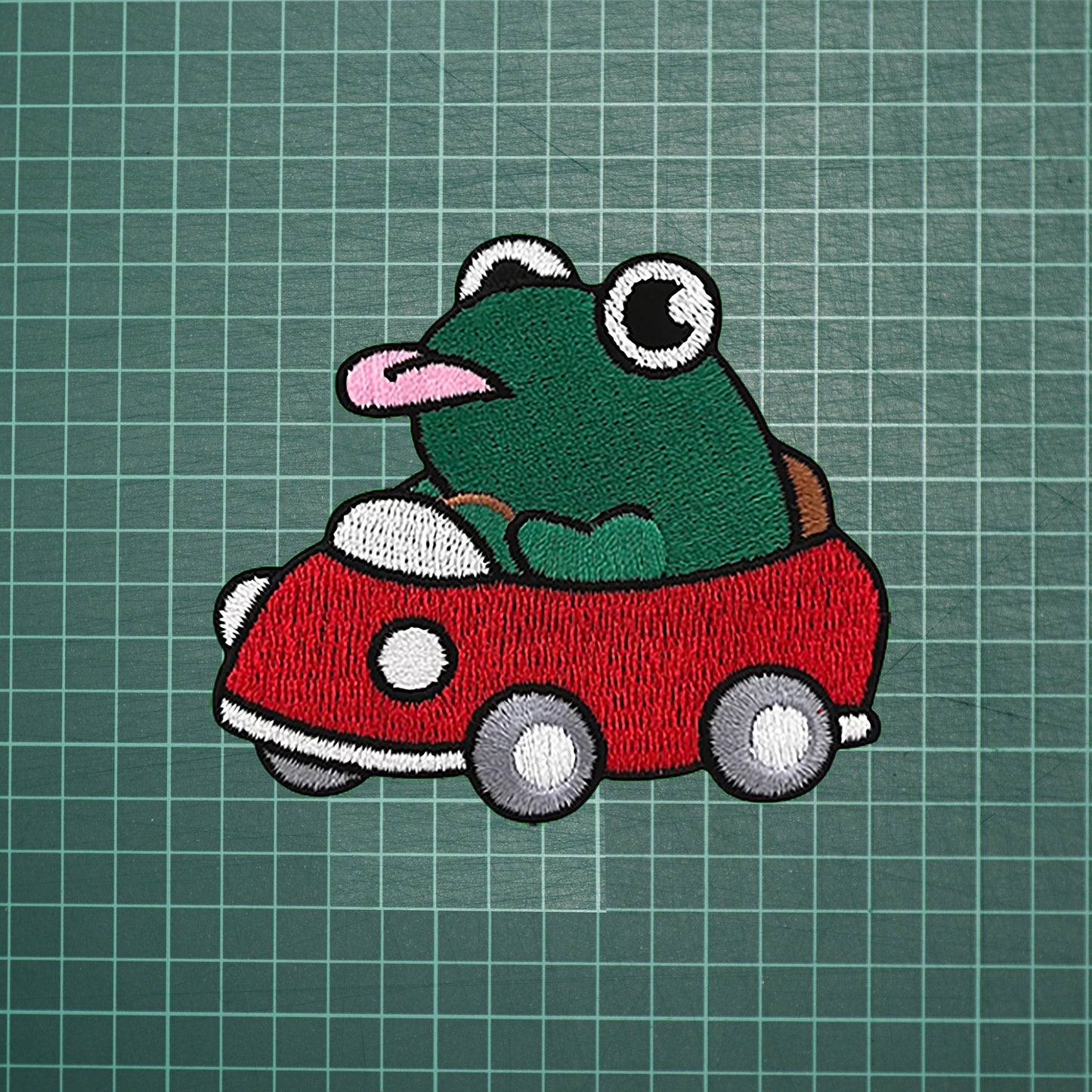 Iron on funny frog in the car shows tongue Patch, Funny Patch, Embroidered Patch, Patch for Jackets, Badge ,Meme Applique, cool